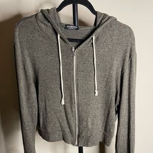 olive green soft cropped hoodie